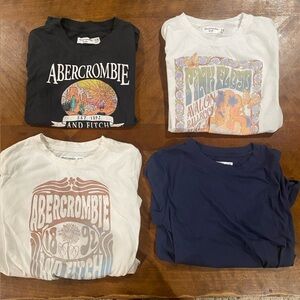 Abercrombie Kids Graphic Short Sleeve Tees - Gray, White, Navy Girls 9-10